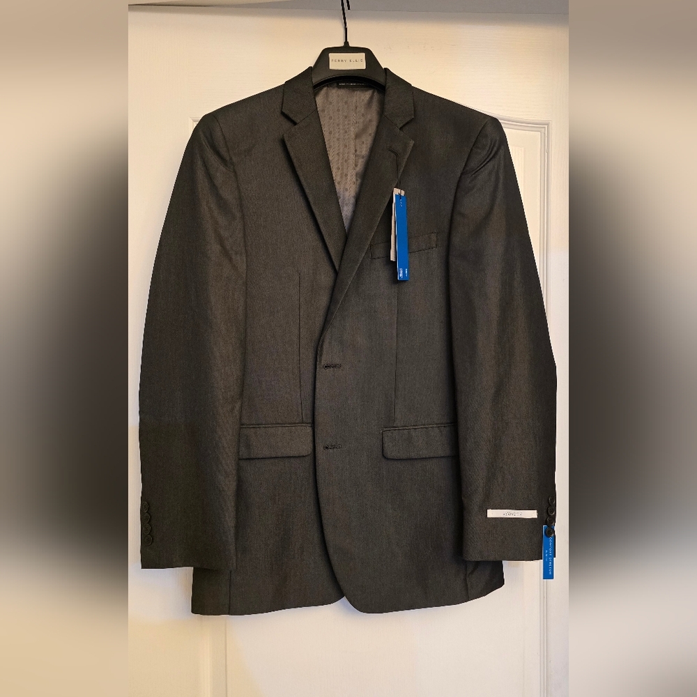 Perry ELLIS Men's Gray Blazer Dark Gray 40L